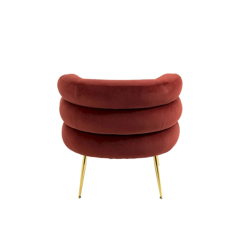 Fauteuil tonneau moderne rouge lie-de-vin de 73,9 cm avec pouf