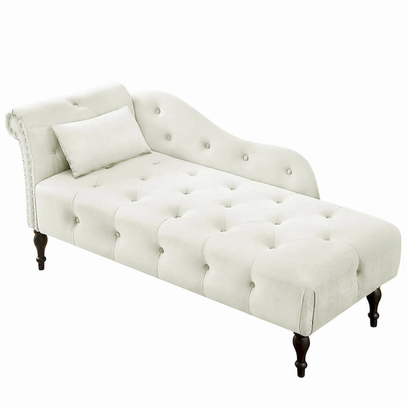 Chaise longue capitonnée en velours avec clous décoratifs