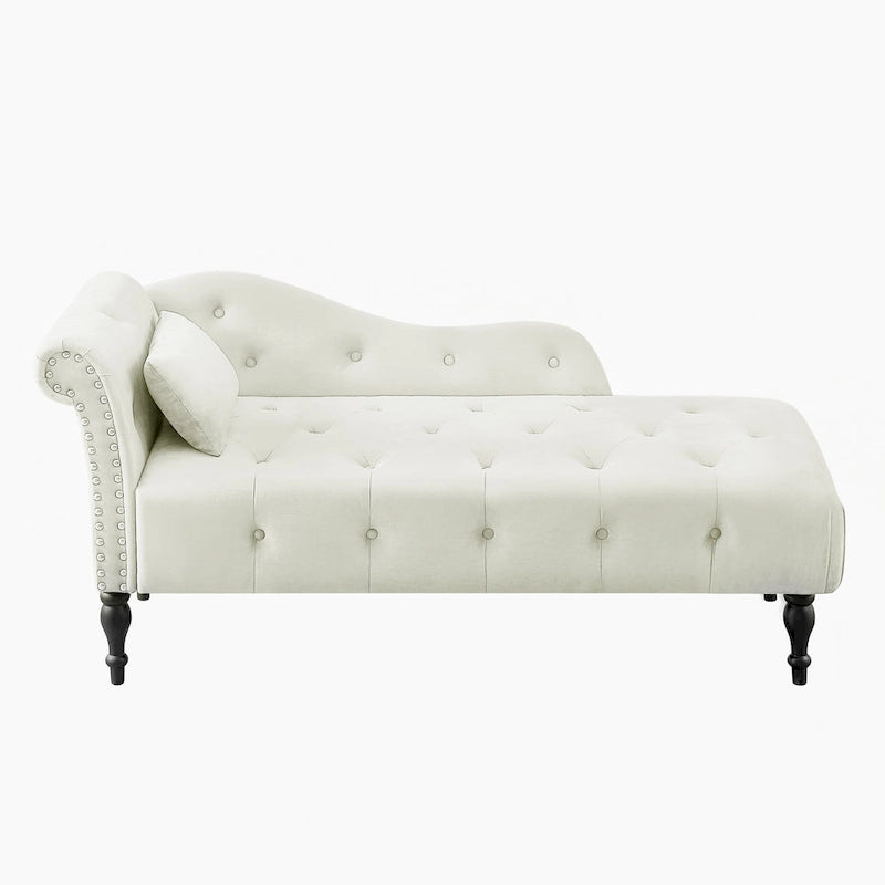 Chaise longue capitonnée en velours avec clous décoratifs