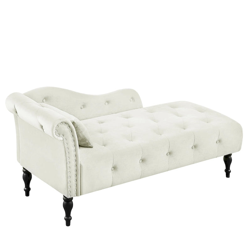 Chaise longue capitonnée en velours avec clous décoratifs