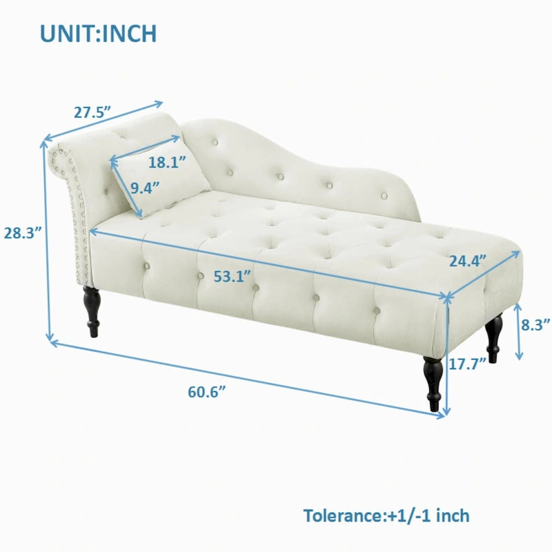 Chaise longue capitonnée en velours avec clous décoratifs