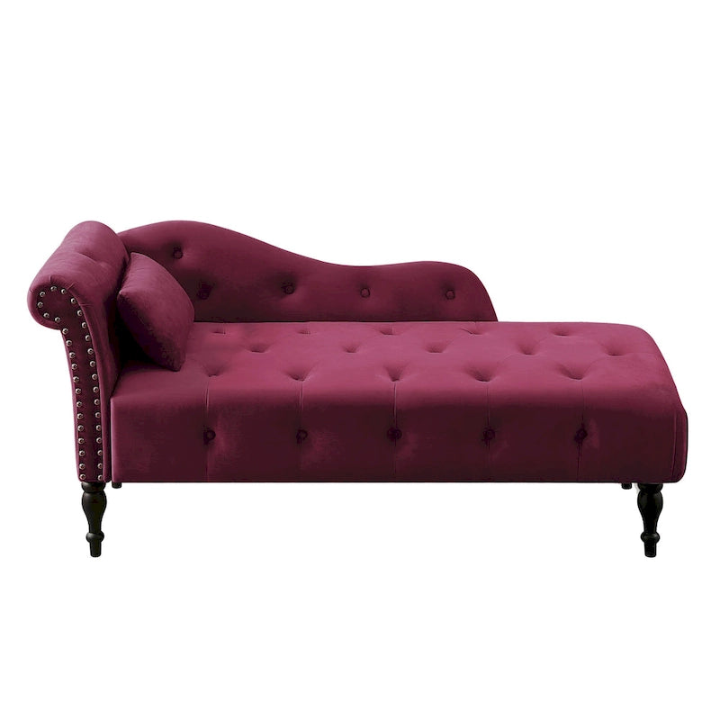 Chaise longue capitonnée en velours avec clous décoratifs