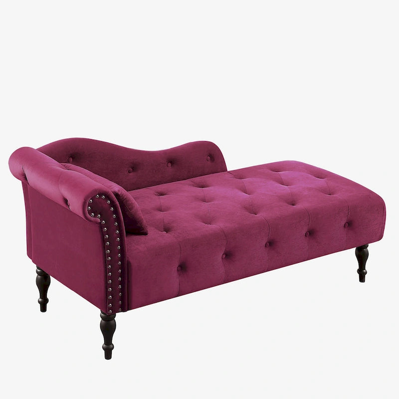 Chaise longue capitonnée en velours avec clous décoratifs