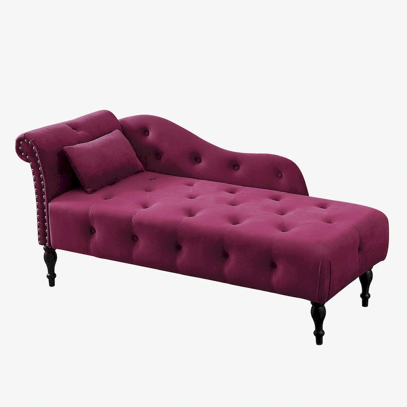 Chaise longue capitonnée en velours avec clous décoratifs