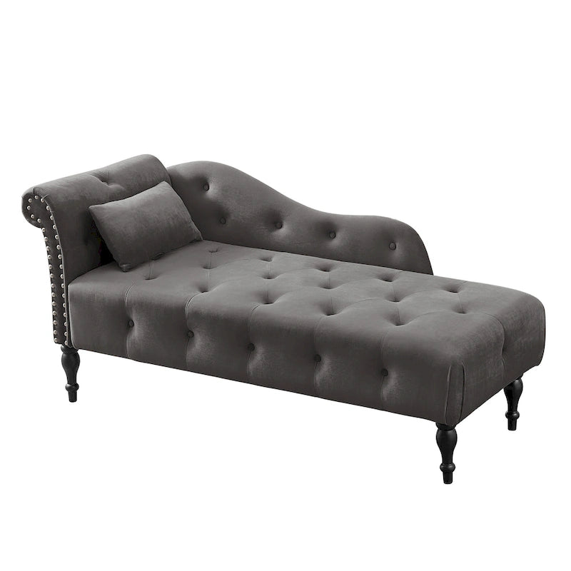 Chaise longue capitonnée en velours avec clous décoratifs