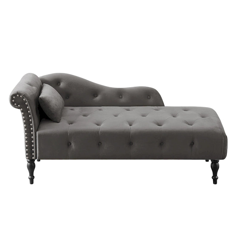 Chaise longue capitonnée en velours avec clous décoratifs