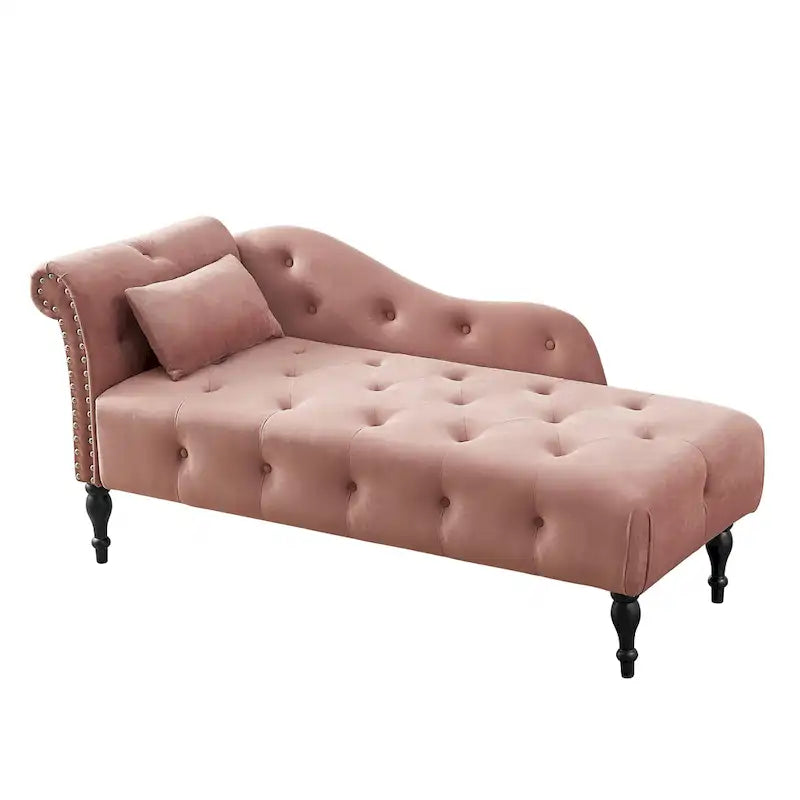 Chaise longue capitonnée en velours avec clous décoratifs
