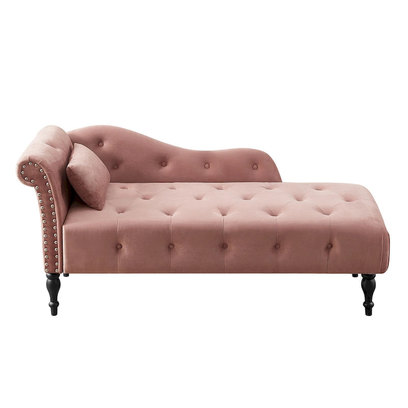 Chaise longue capitonnée en velours avec clous décoratifs