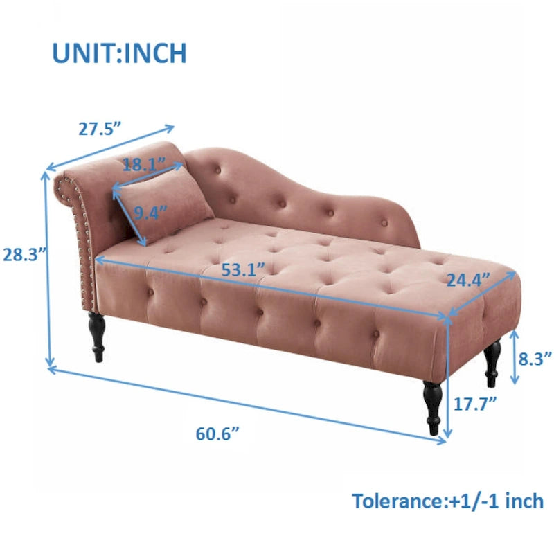 Chaise longue capitonnée en velours avec clous décoratifs
