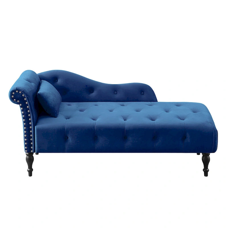 Chaise longue capitonnée en velours avec clous décoratifs