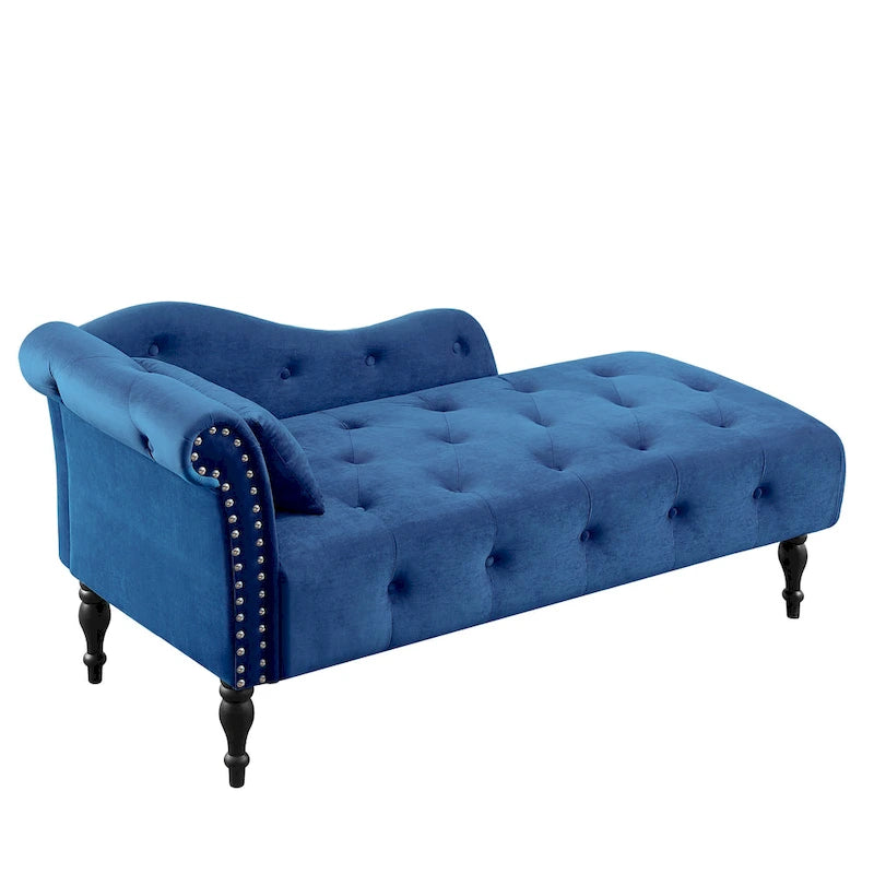 Chaise longue capitonnée en velours avec clous décoratifs
