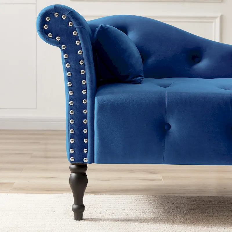 Chaise longue capitonnée en velours avec clous décoratifs