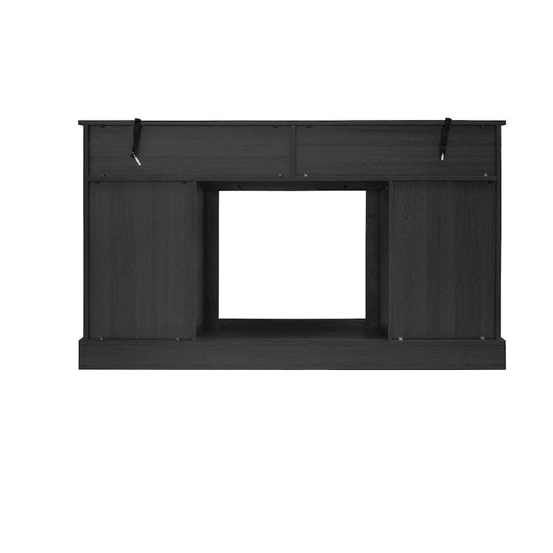 Meuble TV avec cheminée électrique et portes coulissantes de style grange pour téléviseurs jusqu'à