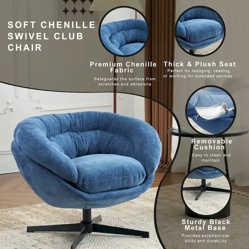 Fauteuil club pivotant/Fauteuil d'appoint avec coussin amovible