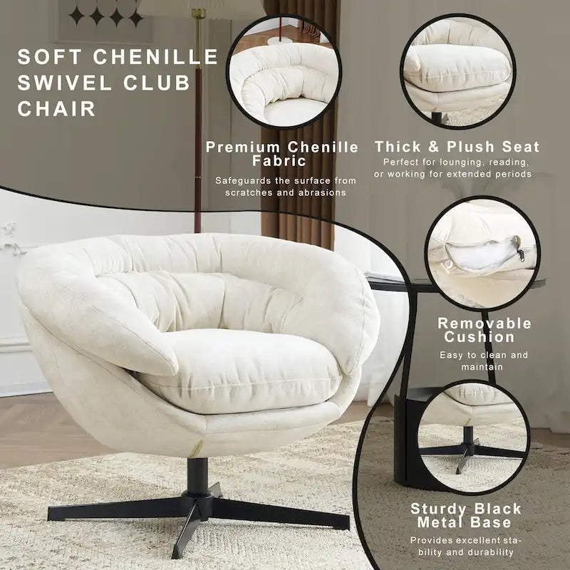 Fauteuil club pivotant/Fauteuil d'appoint avec coussin amovible