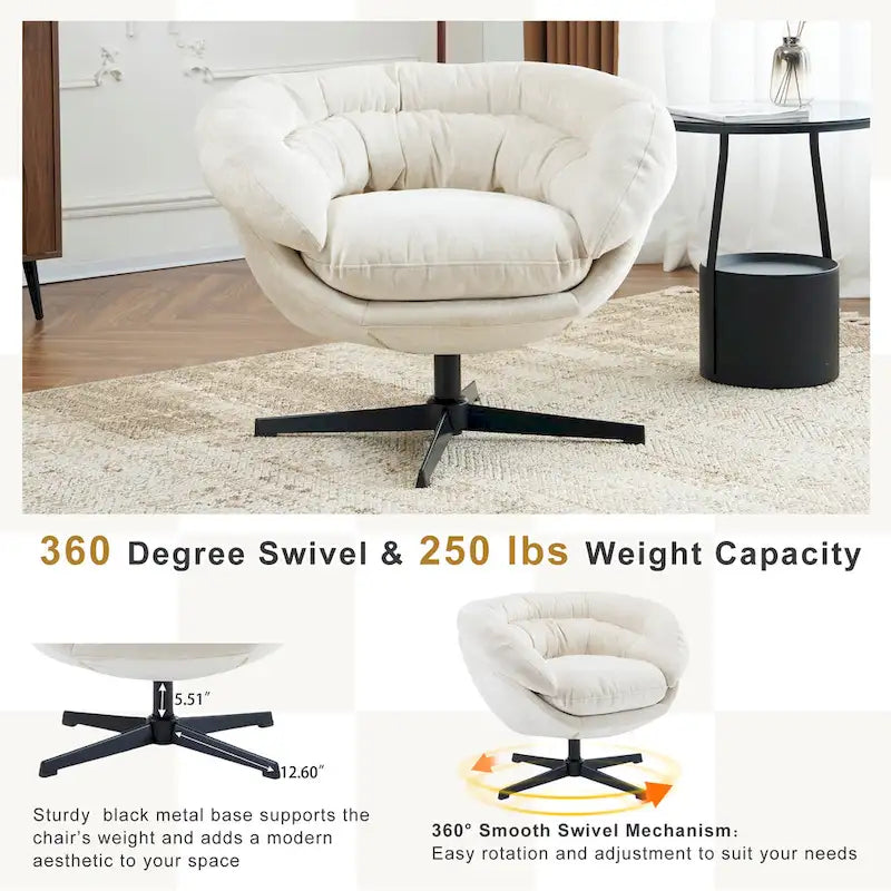 Fauteuil club pivotant/Fauteuil d'appoint avec coussin amovible