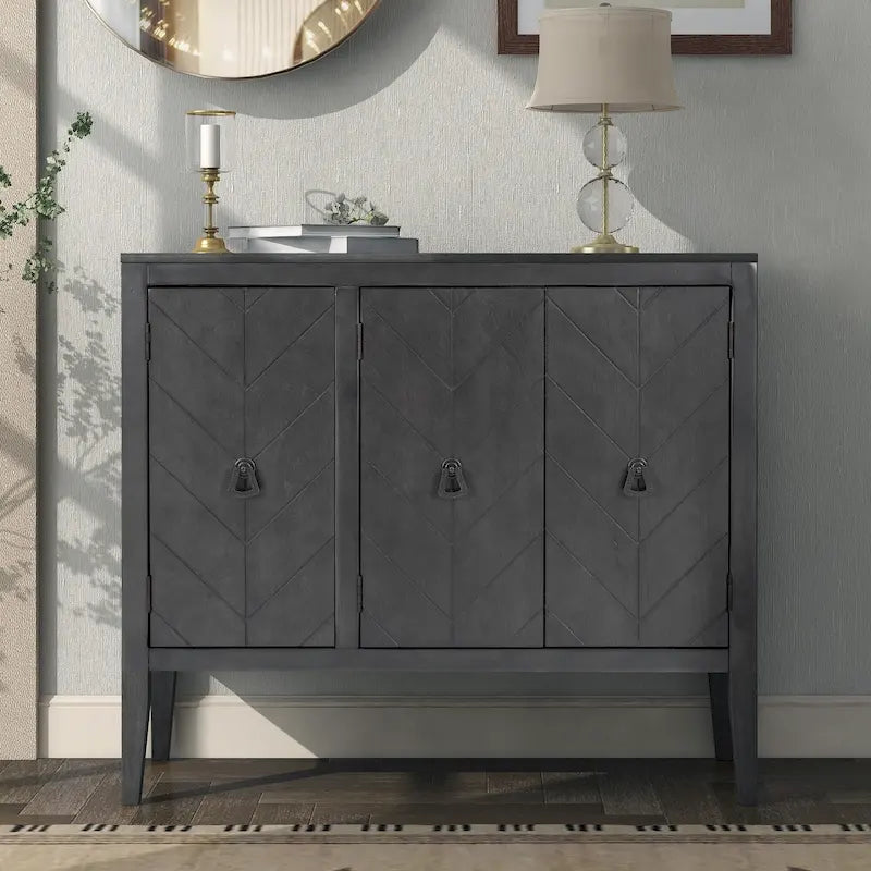 Armoire de Rangement d'Appoint Vintage avec Étagère Réglable, Table Console en Bois Massif, Table de Canapé