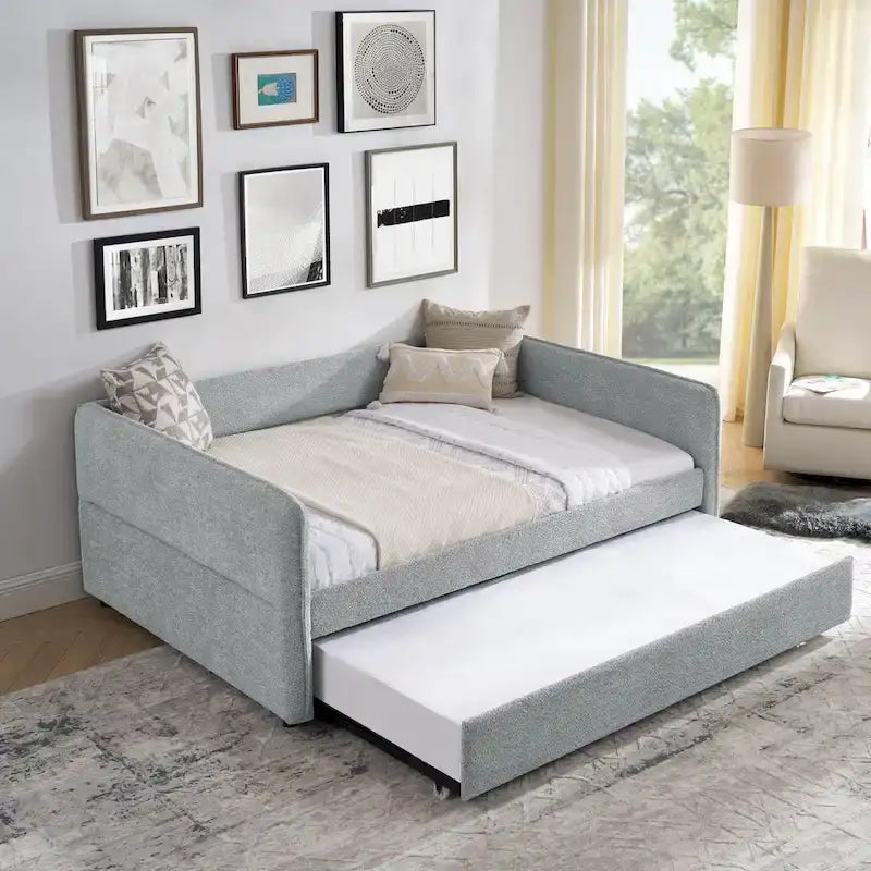 Lit de repos gigogne complet en tissu bouclette