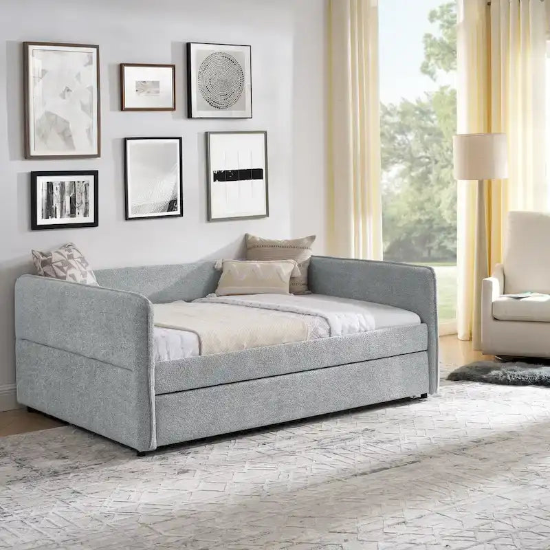 Lit de repos gigogne complet en tissu bouclette