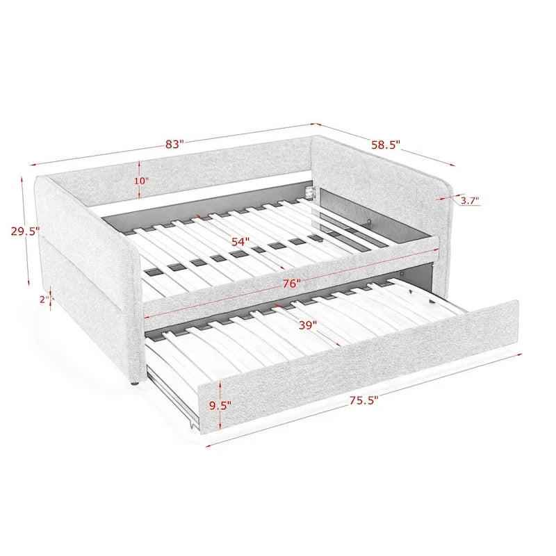 Lit de repos gigogne complet en tissu bouclette