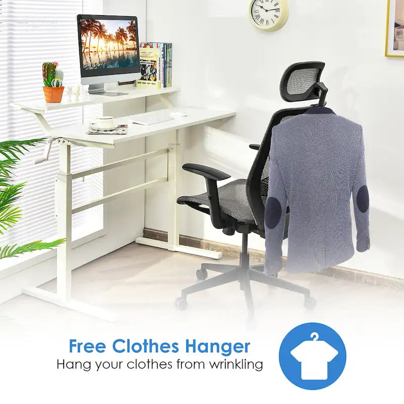 Chaise de bureau ergonomique à dossier haut en maille avec repose-pieds inclinable