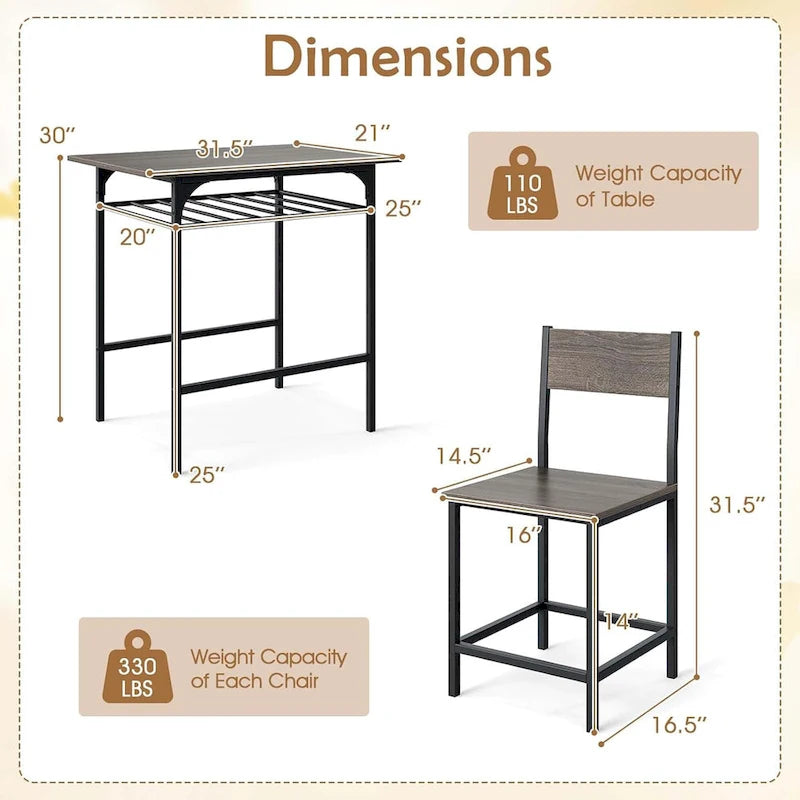 Table de petit-déjeuner d'angle de style industriel avec casier à vin