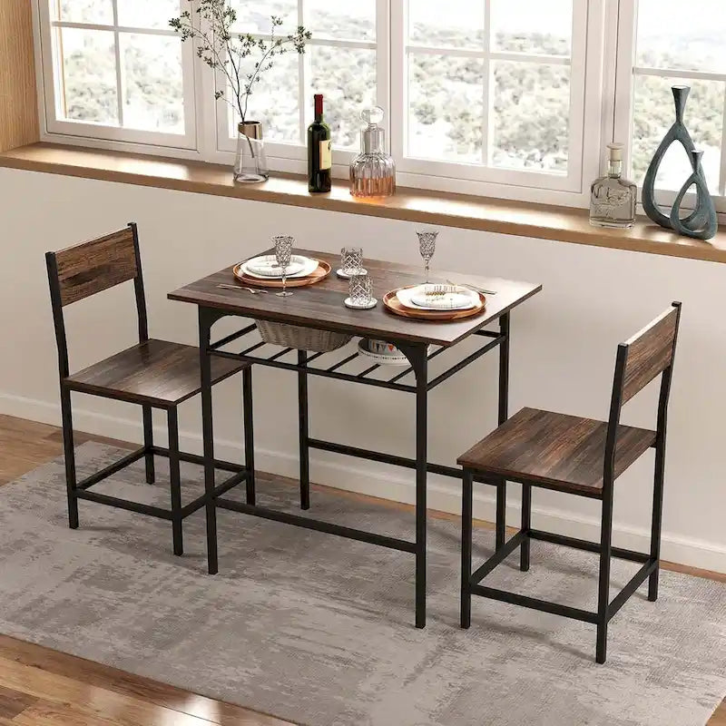 Table de petit-déjeuner d'angle de style industriel avec casier à vin