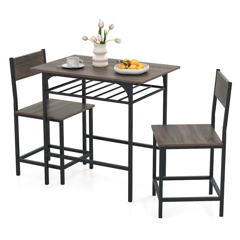 Table de petit-déjeuner d'angle de style industriel avec casier à vin