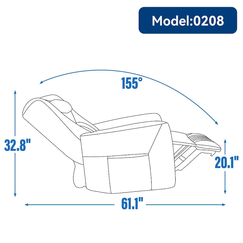 Fauteuil à bascule électrique pivotant avec oreillers de soutien lombaire et cervical.