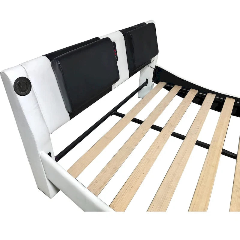 Lit plateforme rembourré en similicuir