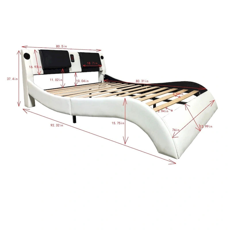 Lit plateforme rembourré en similicuir