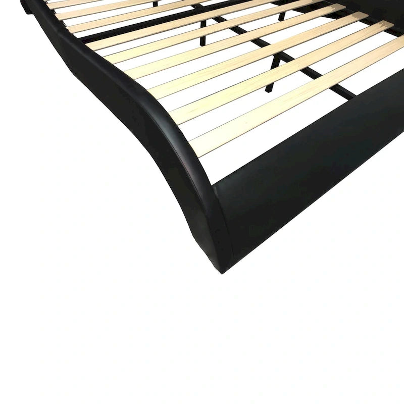 Lit plateforme rembourré en similicuir