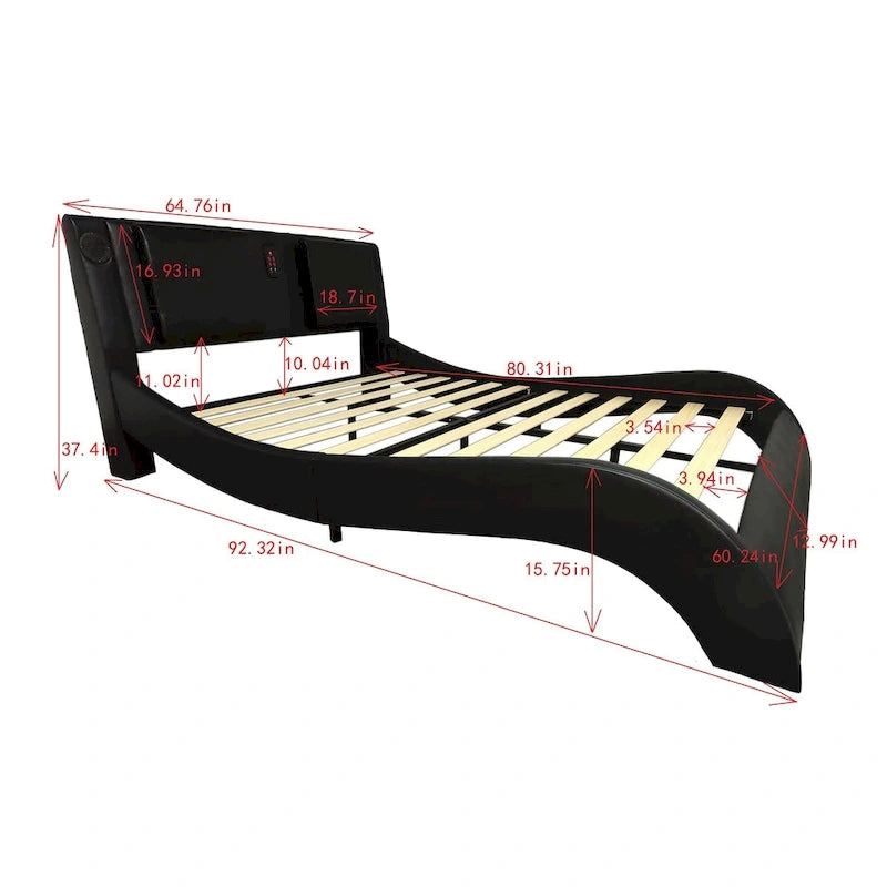 Lit plateforme rembourré en similicuir