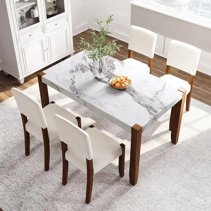 Table et chaises de salle à manger rectangulaires de style moderne