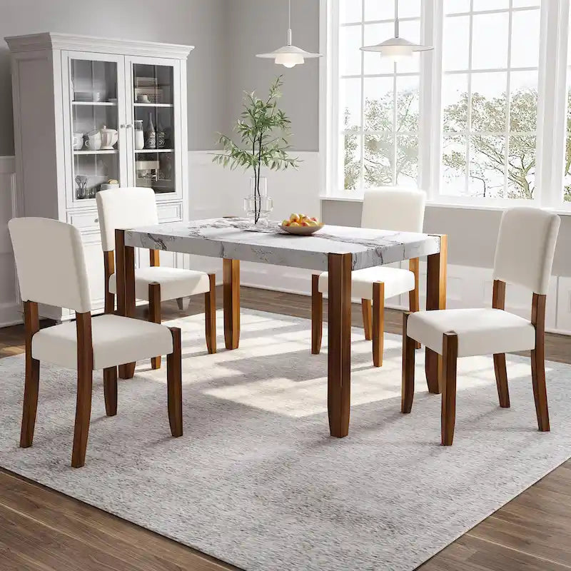 Table et chaises de salle à manger rectangulaires de style moderne