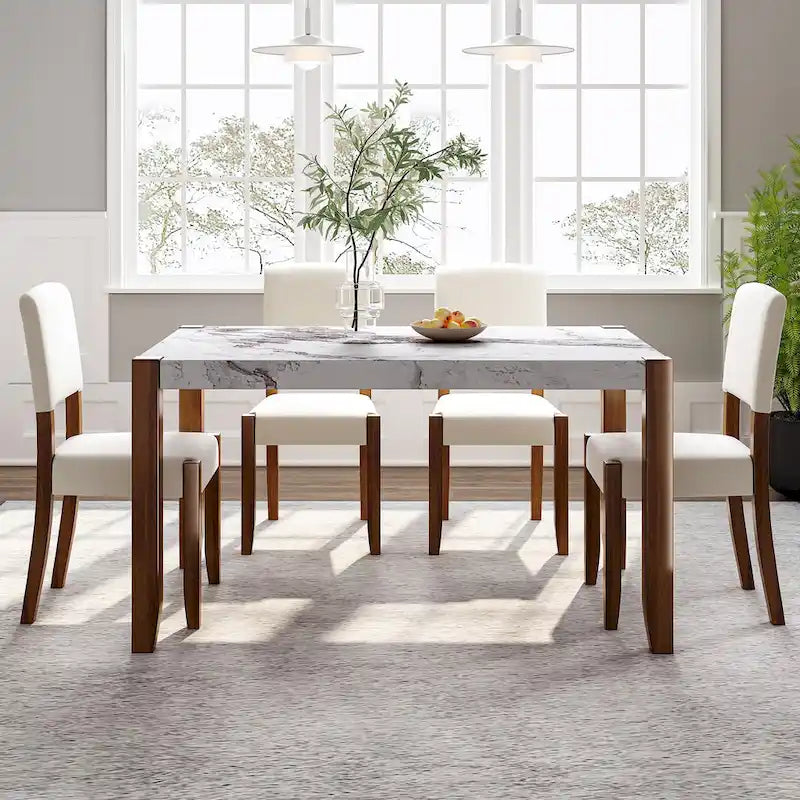 Table et chaises de salle à manger rectangulaires de style moderne