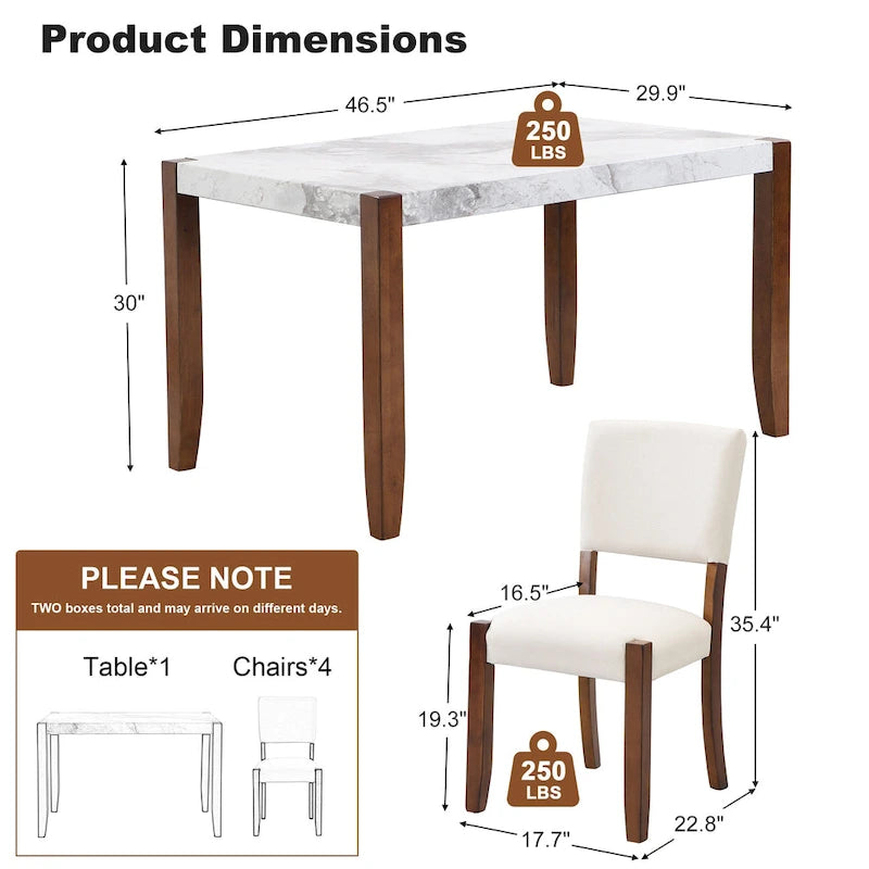 Table et chaises de salle à manger rectangulaires de style moderne