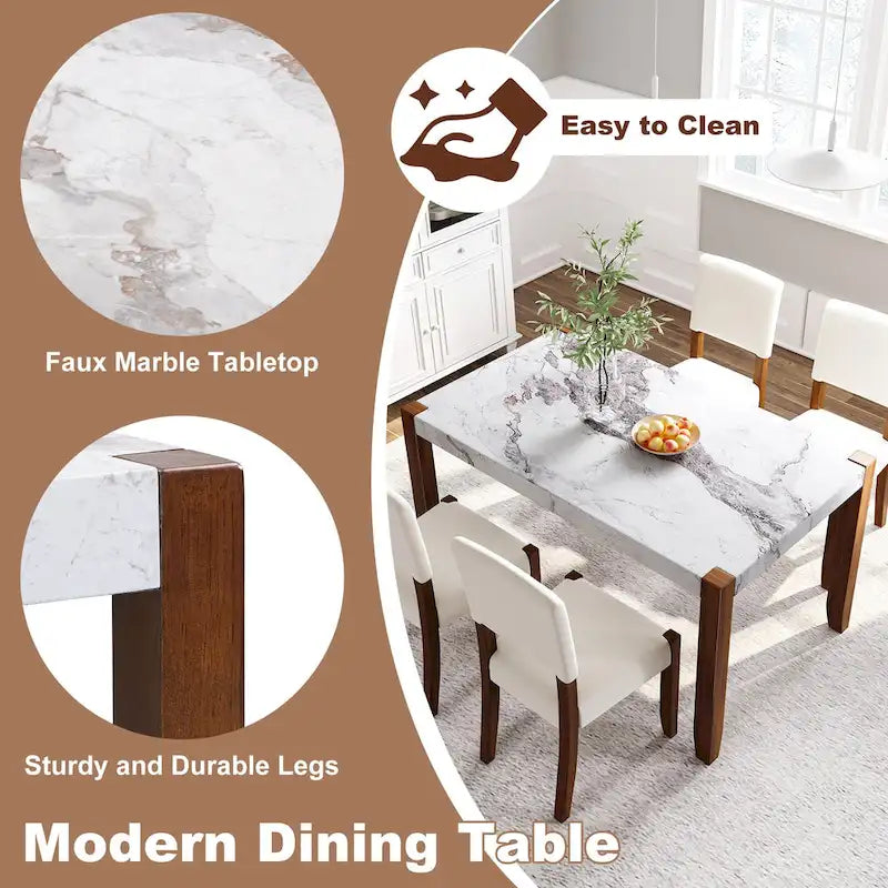 Table et chaises de salle à manger rectangulaires de style moderne
