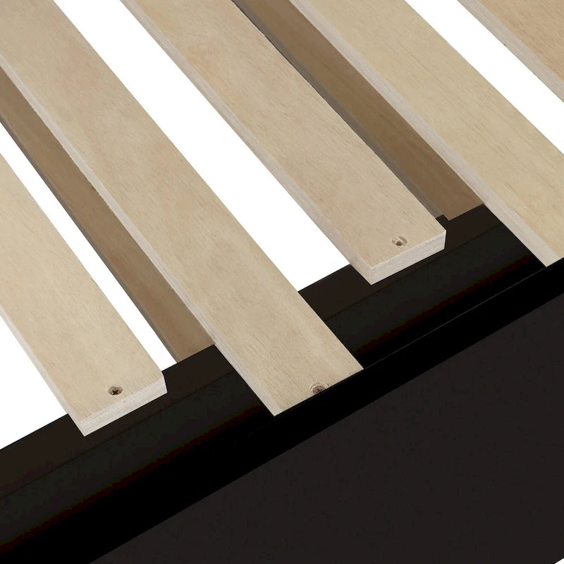 Lit de repos double extensible en pin noir avec lit gigogne – Cadre robuste et sommier à lattes inclus