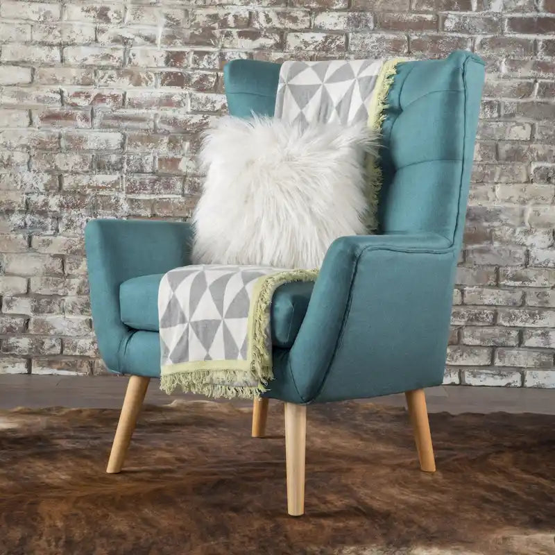 Fauteuil à oreilles haut de dossier sarcelle