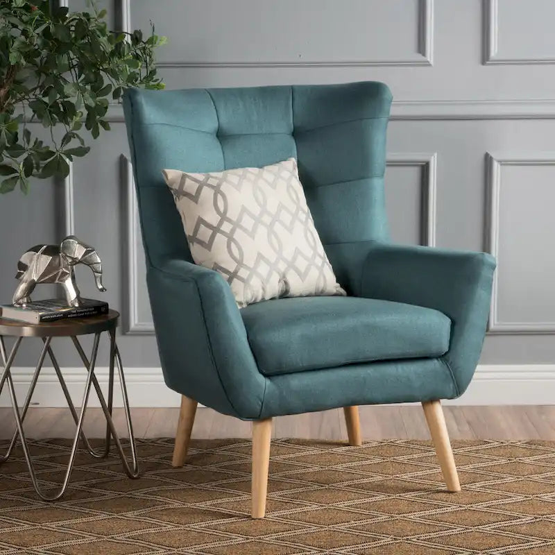 Fauteuil à oreilles haut de dossier sarcelle
