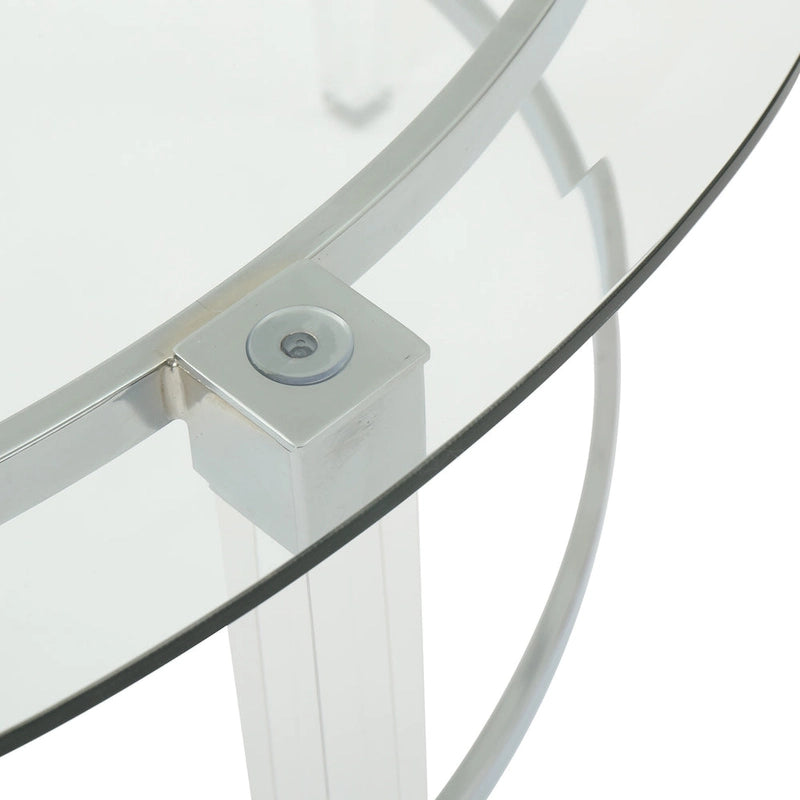 Table basse ronde moderne avec plateau translucide pour salon