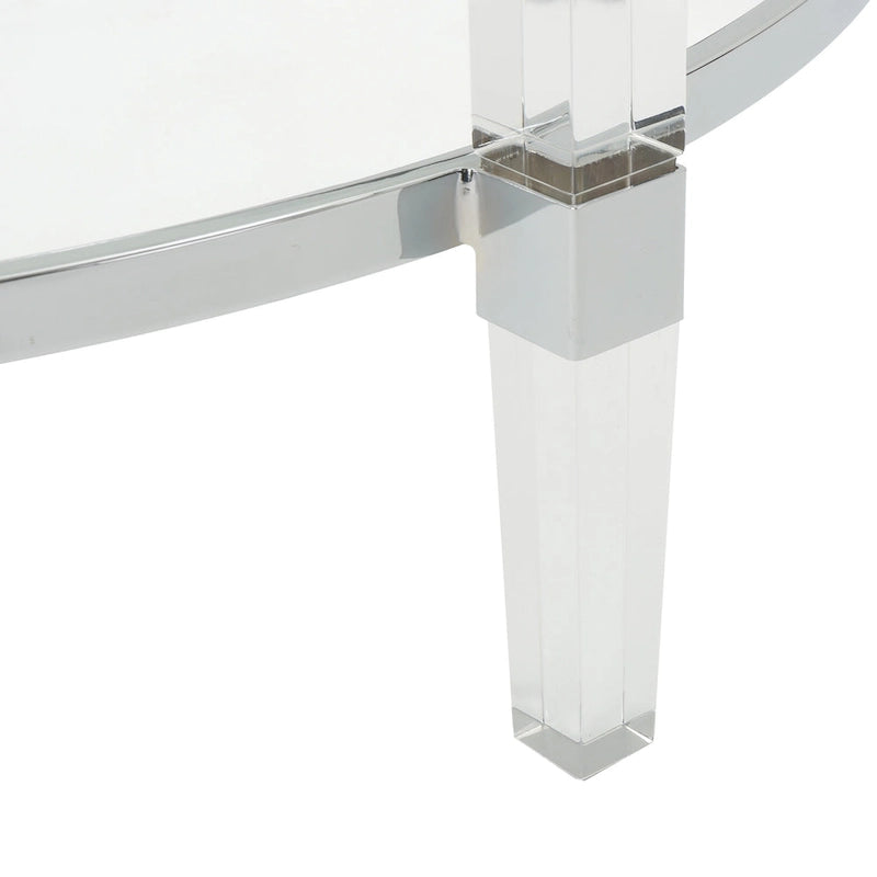 Table basse ronde moderne avec plateau translucide pour salon