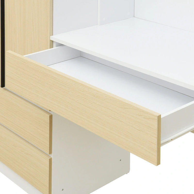 Armoire de bureau de rangement en bois à 3 portes pour chambre avec étagères et 3 tiroirs