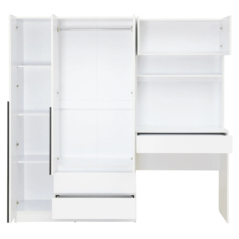 Armoire de bureau de rangement en bois à 3 portes pour chambre avec étagères et 3 tiroirs