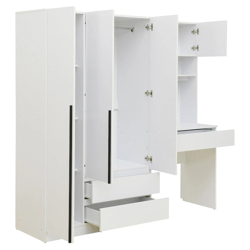 Armoire de bureau de rangement en bois à 3 portes pour chambre avec étagères et 3 tiroirs
