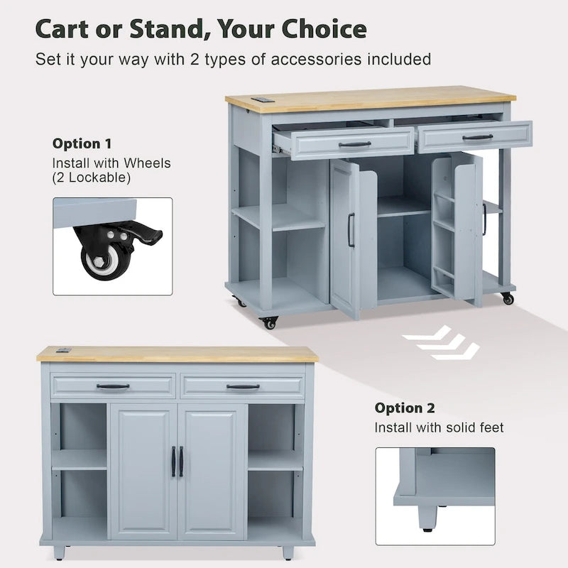 Îlot de cuisine extensible sur roulettes