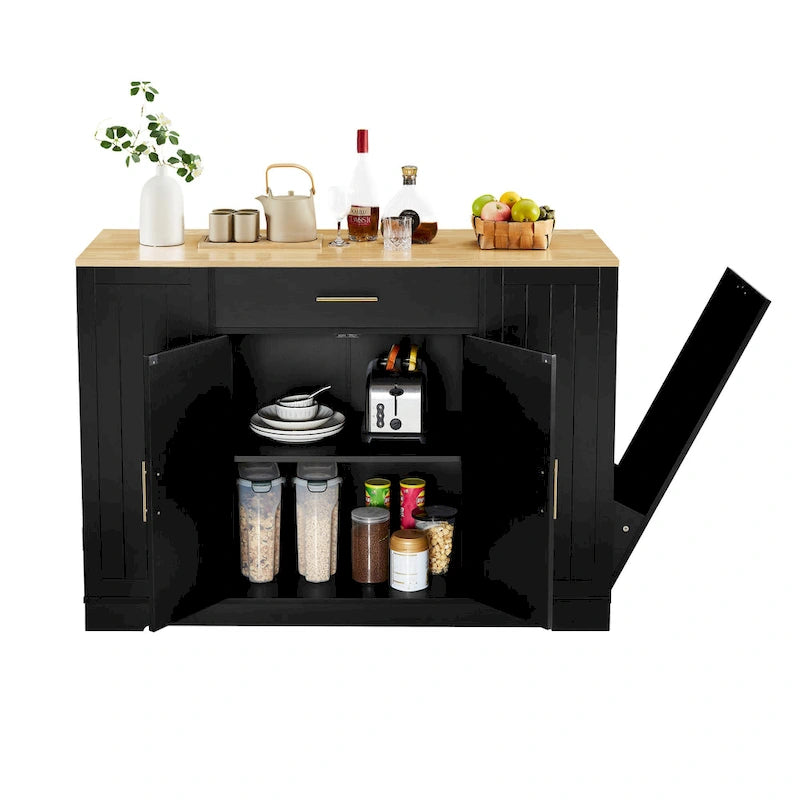 Îlot de cuisine avec support de poubelle basculant