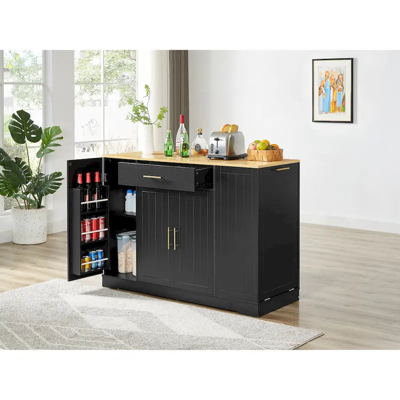 Îlot de cuisine avec support de poubelle basculant
