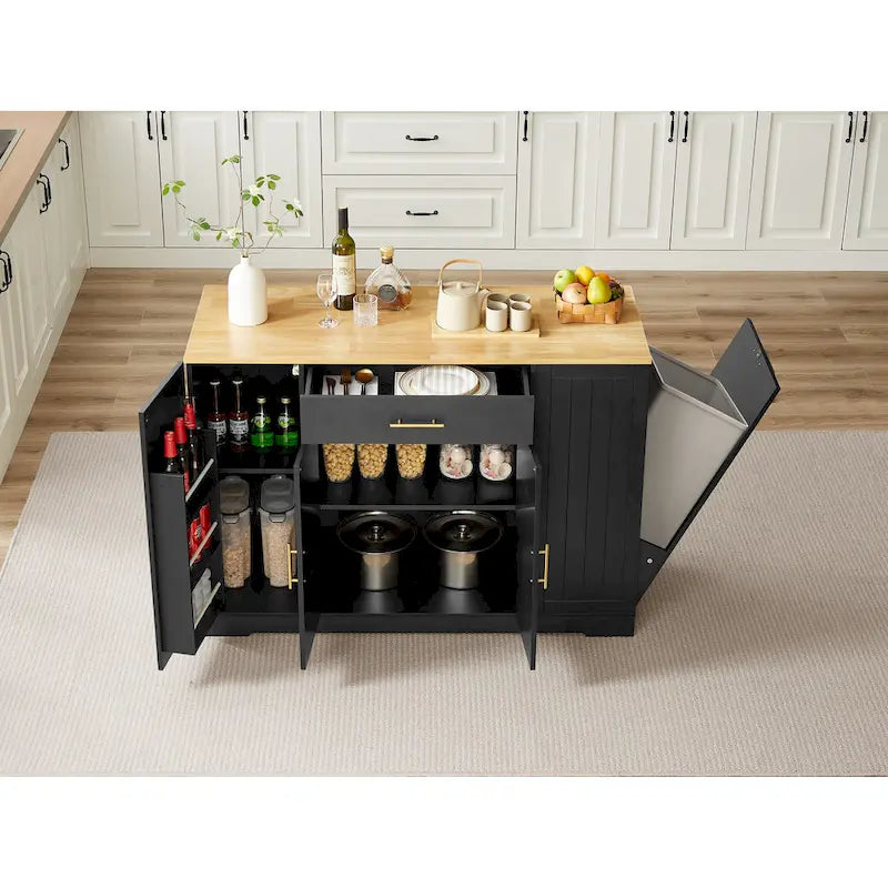 Îlot de cuisine avec support de poubelle basculant